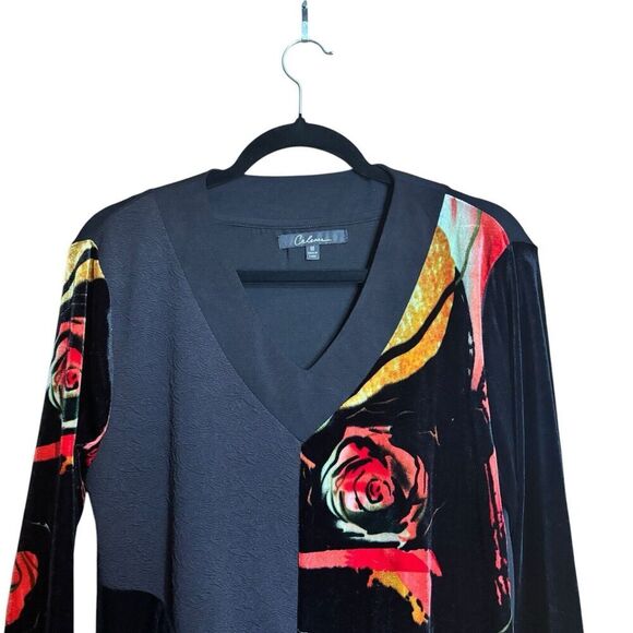 Calessa Tunic Top Medium Multicolor Boho Artsy Mix Print Art To Wear Blouse - Picture 2 of 9